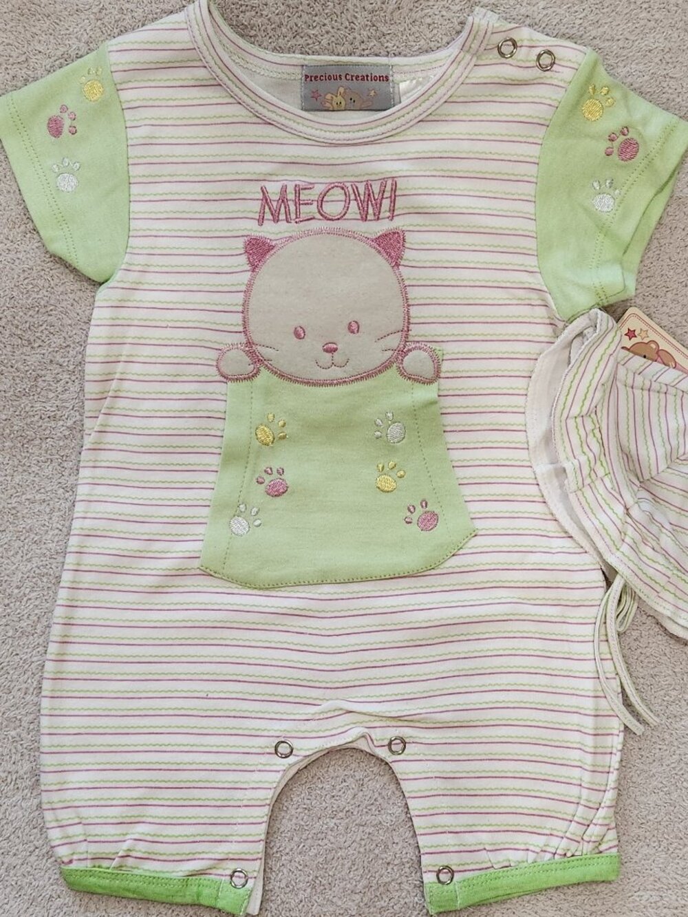 Precious Creations - Mint Green Kitty Rompers